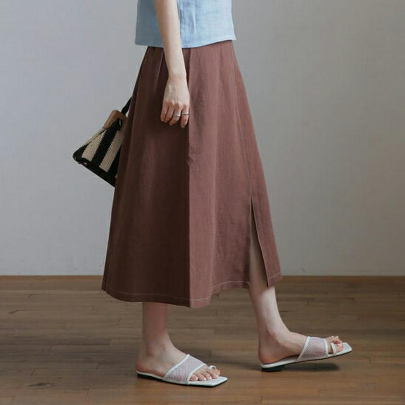 ストラップ付ステッチスカート・全4色・t62872 レディース【sk】【韓国 ファッション スカート ロング ロングスカート ス
