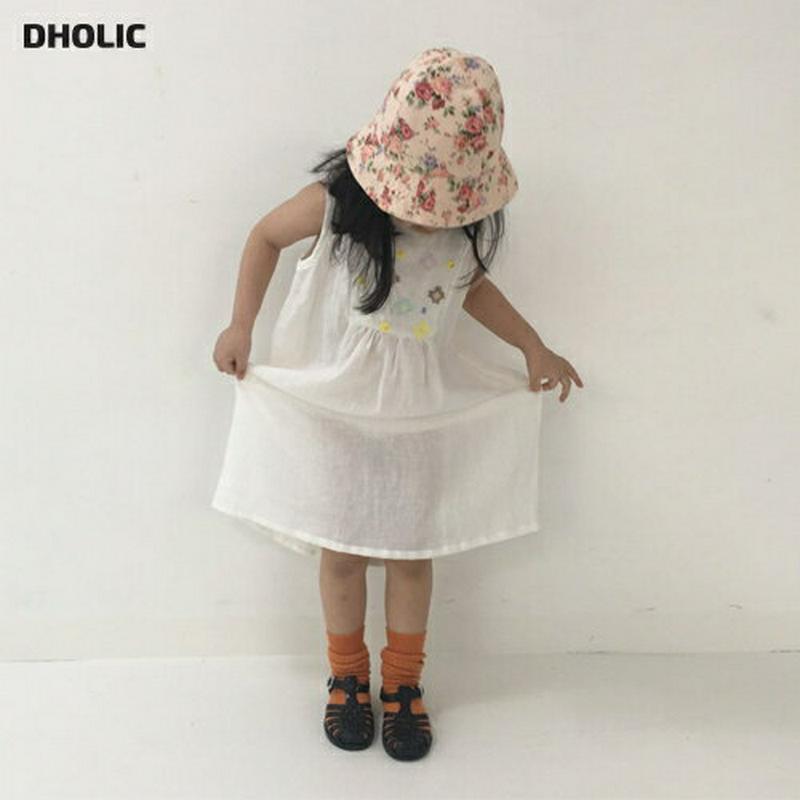 刺繍ポイントスリーブレスワンピース u03648・キッズ 【3~8才】【ops】【韓国 ファッション ワンピース ロング 膝下 