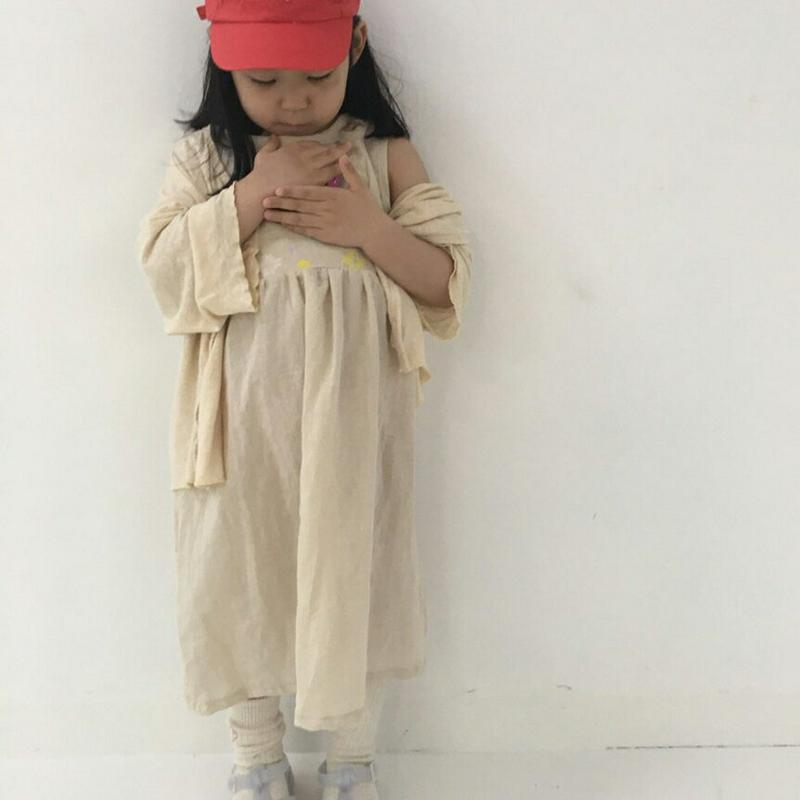 刺繍ポイントスリーブレスワンピース u03648・キッズ 【3~8才】【ops】【韓国 ファッション ワンピース ロング 膝下 