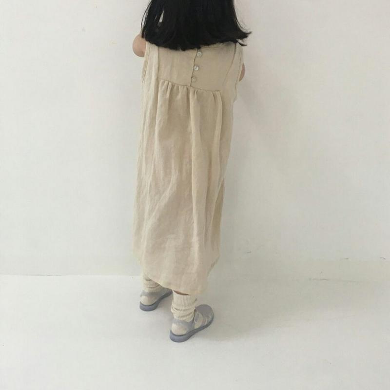 刺繍ポイントスリーブレスワンピース u03648・キッズ 【3~8才】【ops】【韓国 ファッション ワンピース ロング 膝下 