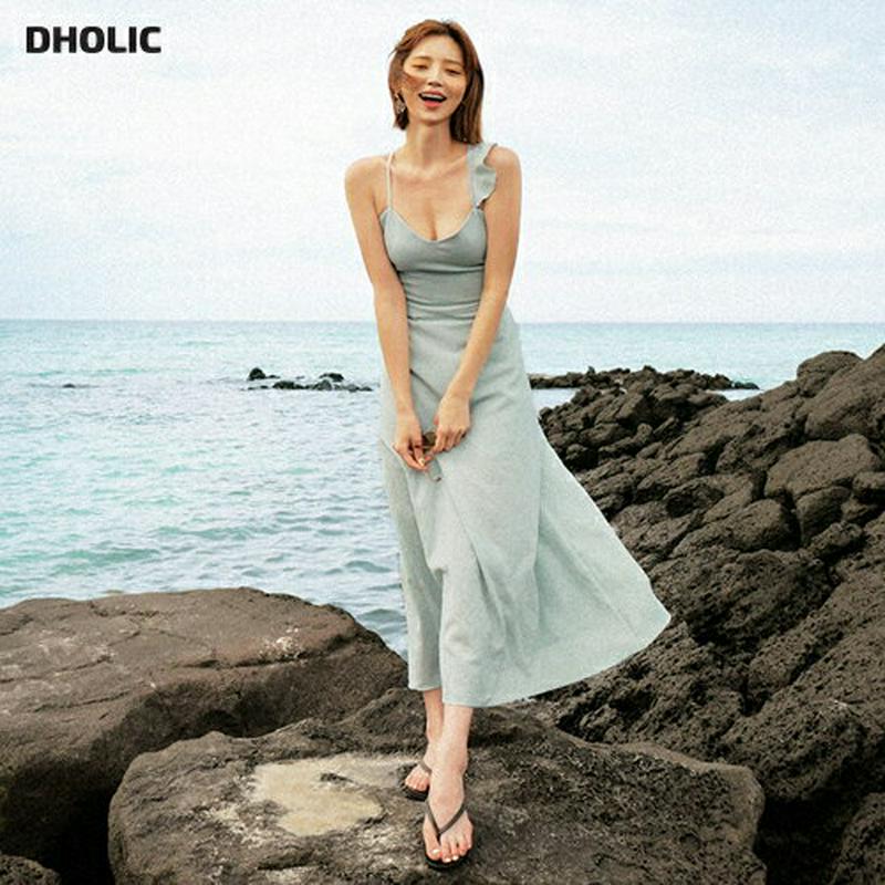 【10%OFF】フリルバックレースアップワンピース・全5色・e44024 レディース【ops】 bw bw-2020 韓国ファッション ワンピース ロングワンピース スリーブレス ノースリーブ フリル ユニーク リゾート 可愛い かわいい 夏 kw