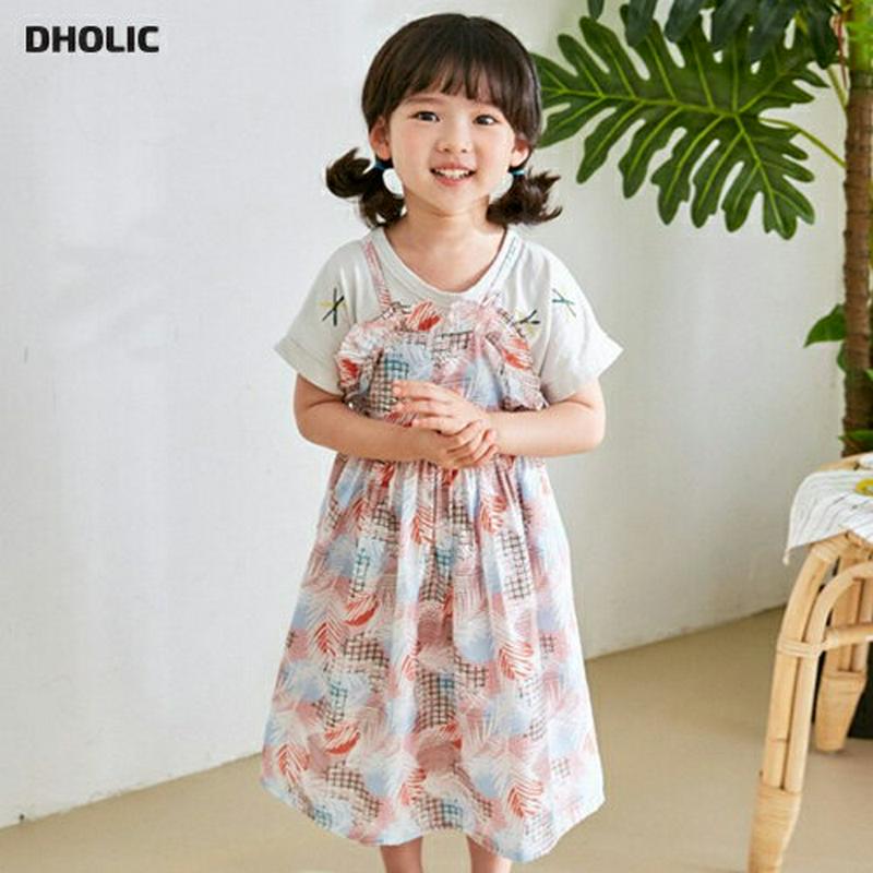 ストラップハワイアンワンピース u03673・キッズ 【3~8才】【ops】【韓国 ファッション ワンピース ロング 膝下 ノー