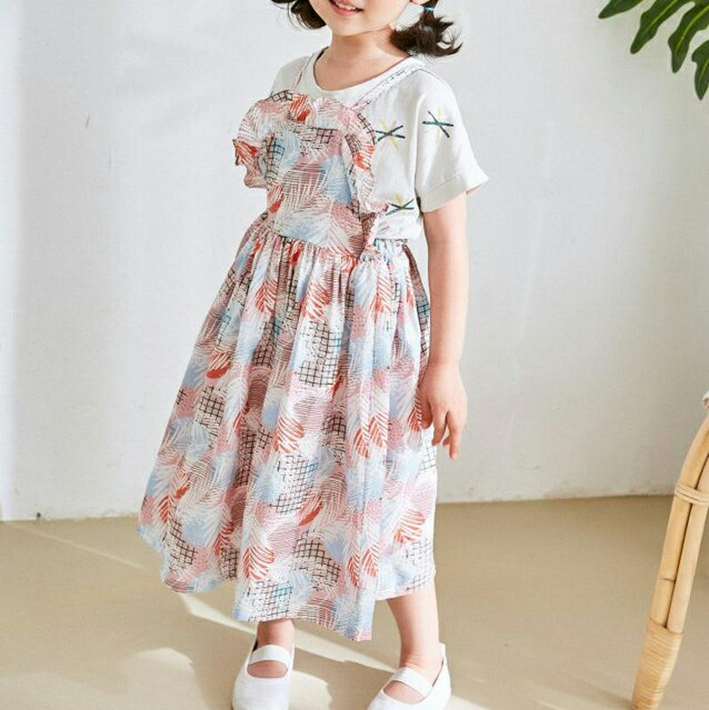 ストラップハワイアンワンピース u03673・キッズ 【3~8才】【ops】【韓国 ファッション ワンピース ロング 膝下 ノー