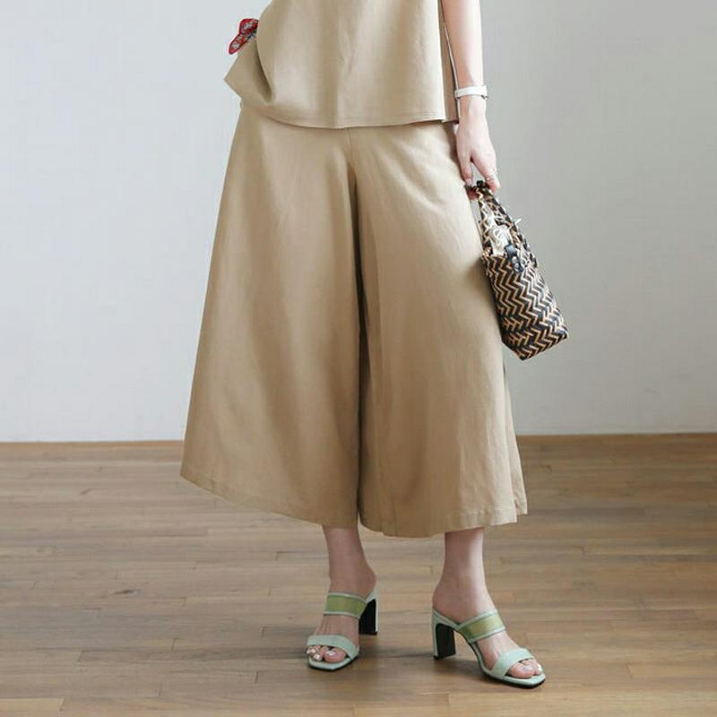 リネン混フレアパンツ・全2色・t62866 レディース【pt】【韓国 ファッション パンツ フレア フレアパンツ ロングパンツ 