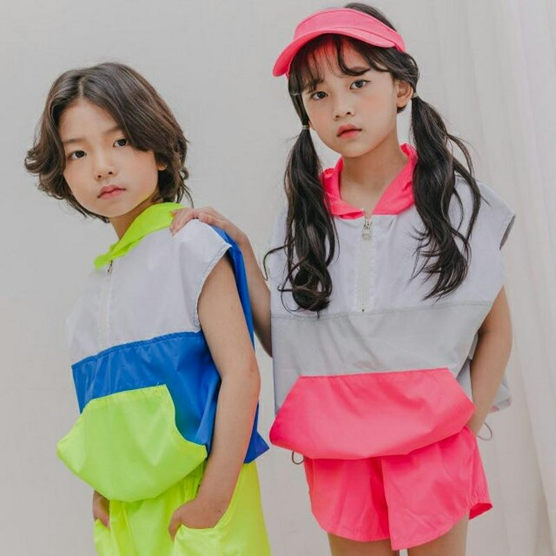 【新作10%OFF】ネオンアノラック&パンツSET・u03758・キッズ 【3~8才】【SET】【韓国 ファッション セットアッ