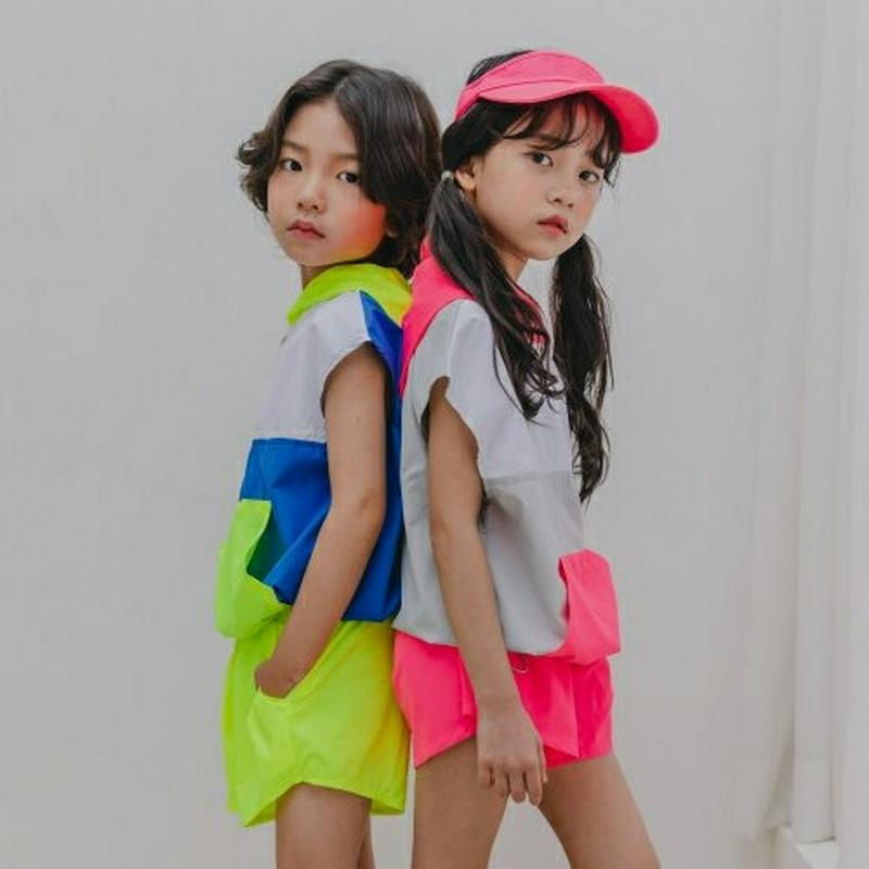 【新作10%OFF】ネオンアノラック&パンツSET・u03758・キッズ 【3~8才】【SET】【韓国 ファッション セットアッ
