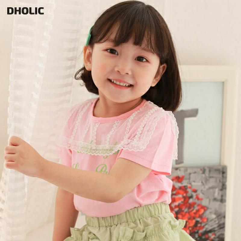 【新作10%OFF】レースボックスカラーTシャツ u03622・キッズ 【3~8才】【tops】【韓国 ファッション トップス 