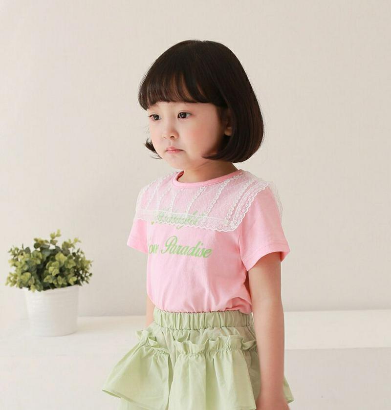 【新作10%OFF】レースボックスカラーTシャツ u03622・キッズ 【3~8才】【tops】【韓国 ファッション トップス 