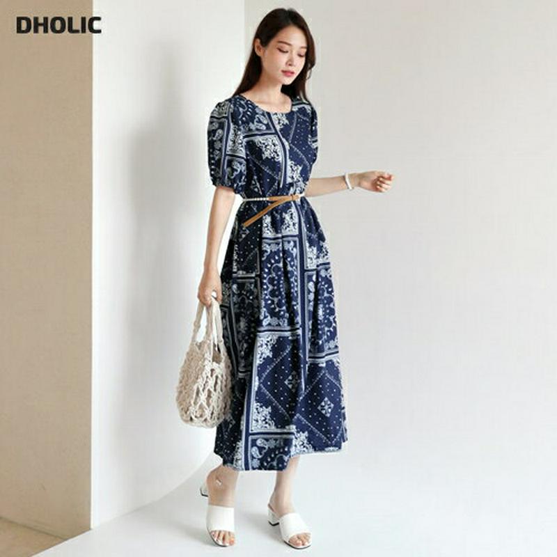 【新作10%OFF】ストラップ付ペイズリーワンピース・全2色・b62893 レディース【ops】【韓国 ファッション ワンピース