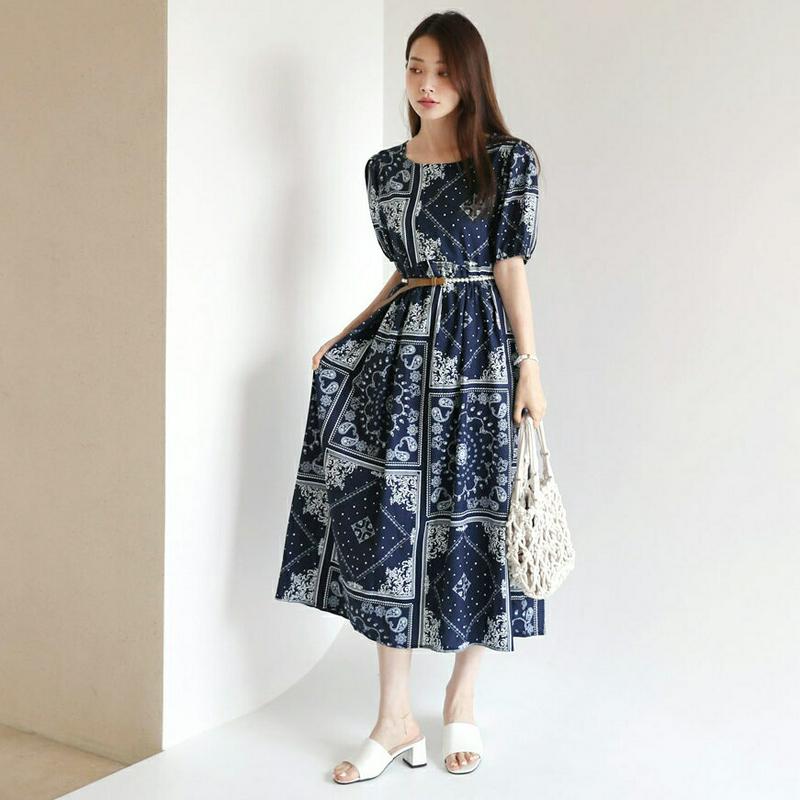 【新作10%OFF】ストラップ付ペイズリーワンピース・全2色・b62893 レディース【ops】【韓国 ファッション ワンピース