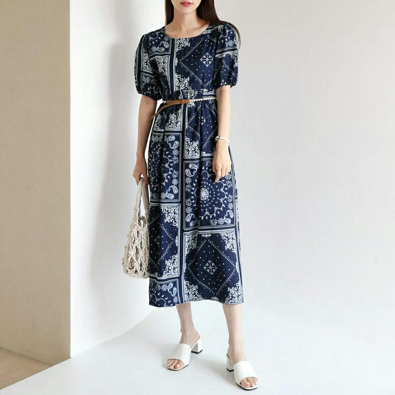 【新作10%OFF】ストラップ付ペイズリーワンピース・全2色・b62893 レディース【ops】【韓国 ファッション ワンピース