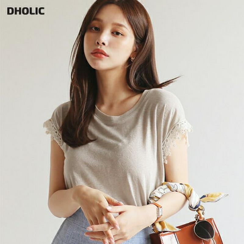 【新作10%OFF】レーススリーブTシャツ・全4色・b62886 レディース【tops】【韓国 ファッション トップス Tシャツ