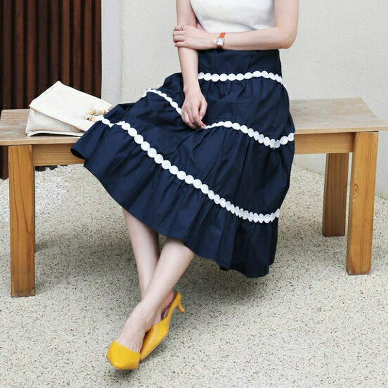 【新作10%OFF】サークルレースティアードスカート・全2色・62904 レディース【sk】【韓国 ファッション スカート ロン