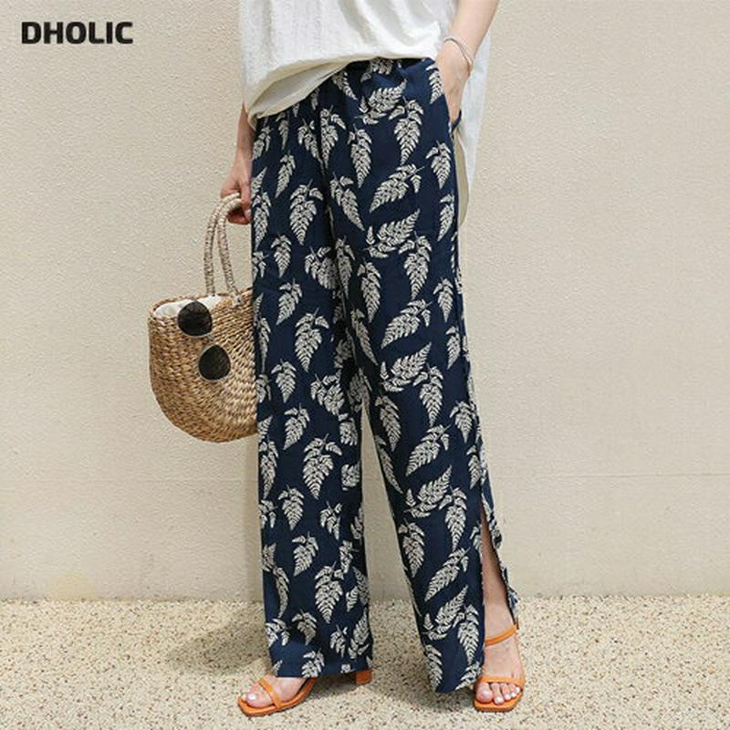 【新作10%OFF】リーフパターンスリットパンツ・全4色・t62898 レディース【pt】【韓国 ファッション パンツ ロングパ