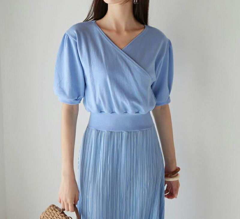 【新作10%OFF】カシュクールプリーツワンピース・全3色・b60120 レディース【ops】【韓国 ファッション ワンピース 