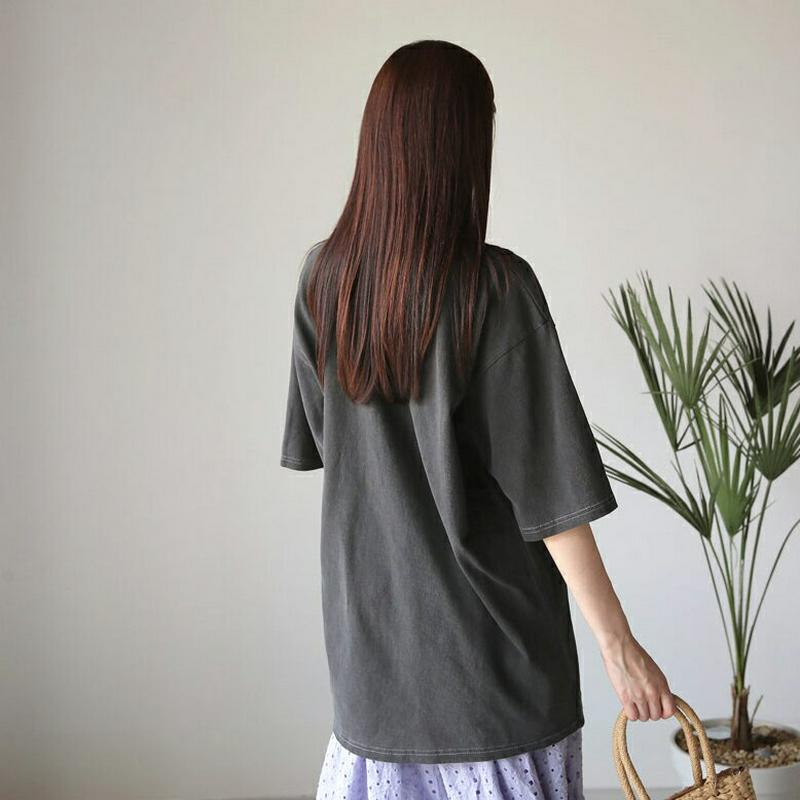 コットンボクシーTシャツ・全5色・60140 レディース【tops】 韓国 ファッション トップス Tシャツ ゆったり オーバーサイズ 無地 無地T 単色 シンプル ベーシック コットン カジュアル 半袖 ハーフスリーブ ラフ 春 夏