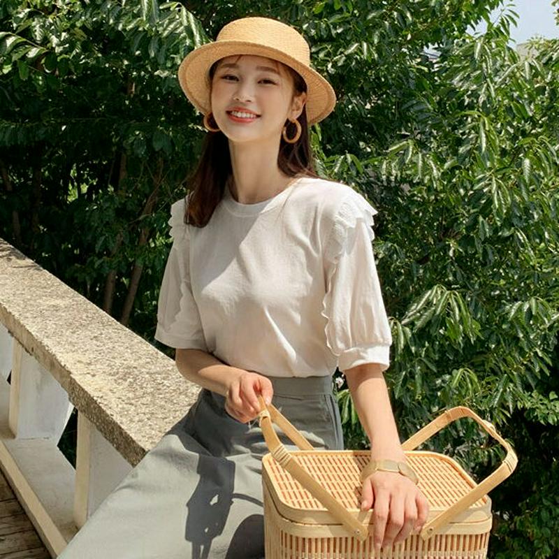 【新作10%OFF】レースラインTシャツ・全3色・b60106 レディース【tops】【韓国 ファッション トップス Tシャツ 