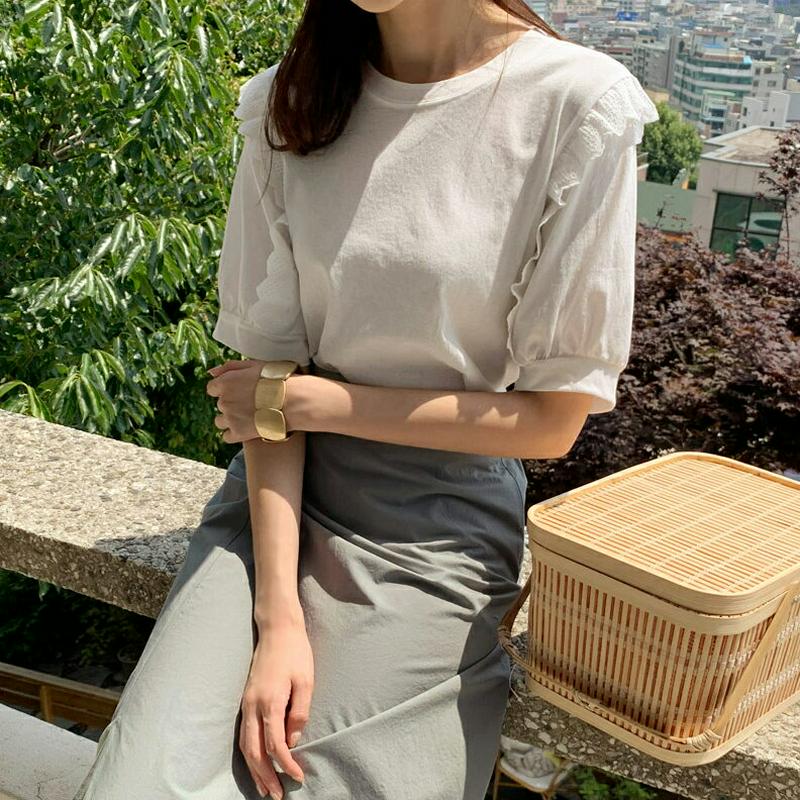 【新作10%OFF】レースラインTシャツ・全3色・b60106 レディース【tops】【韓国 ファッション トップス Tシャツ 