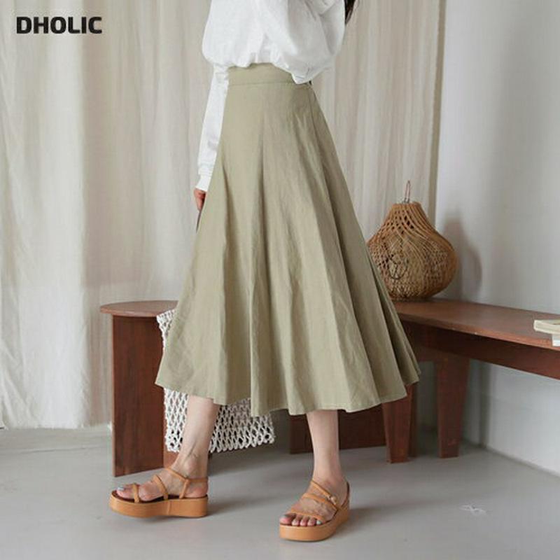【新作10%OFF】リネン混フレアスカート・全3色・b60129 レディース【sk】【韓国 ファッション スカート ミディ丈 ミ