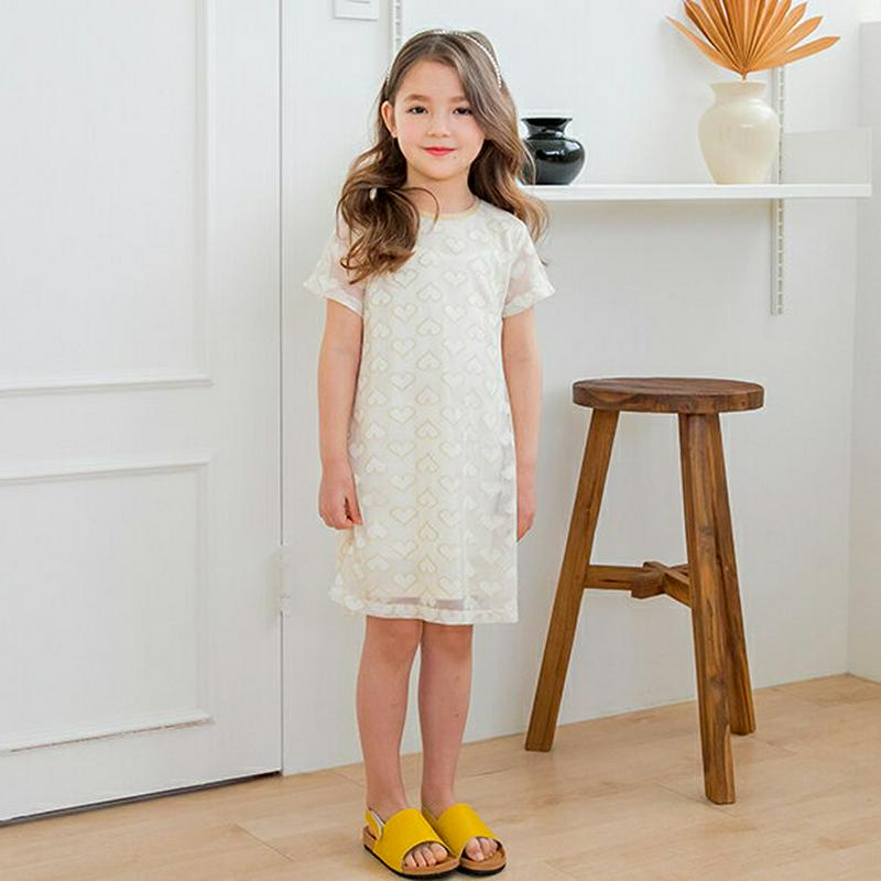 【新作10%OFF】ハート柄ワンピース・p003554 キッズ【3~8才】【ops】【ワンピース ミディ丈 ミディワンピース ハ