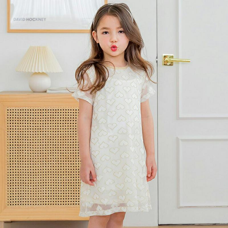 【新作10%OFF】ハート柄ワンピース・p003554 キッズ【3~8才】【ops】【ワンピース ミディ丈 ミディワンピース ハ