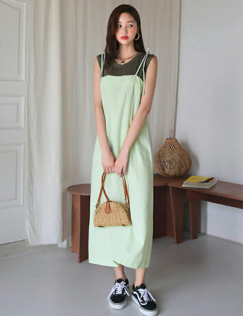 【新作10%OFF】ショルダータイHラインワンピース・全4色・b60117 レディース【ops】【韓国 ファッション ワンピース