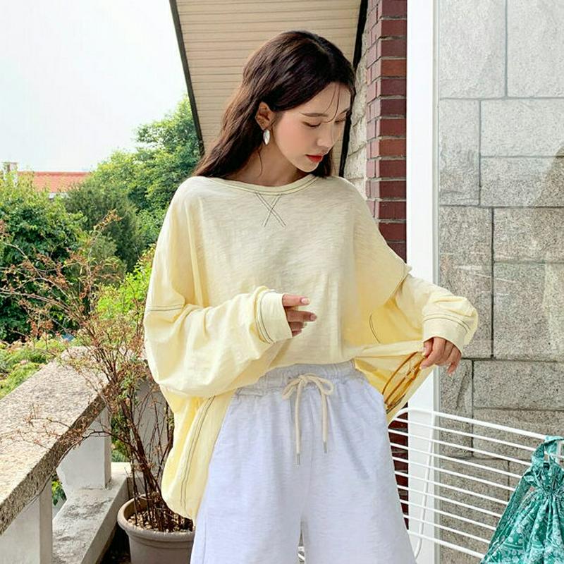 【新作10%OFF】VガゼットステッチTシャツ・全3色・t60108 レディース【tops】【韓国 ファッション トップス Tシ