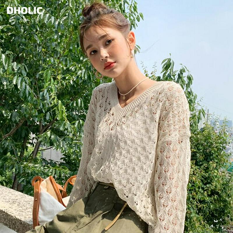 【新作10%OFF】Vネックルーズシアーニット・全5色・b60116 レディース【tops】【韓国 ファッション トップス ニッ