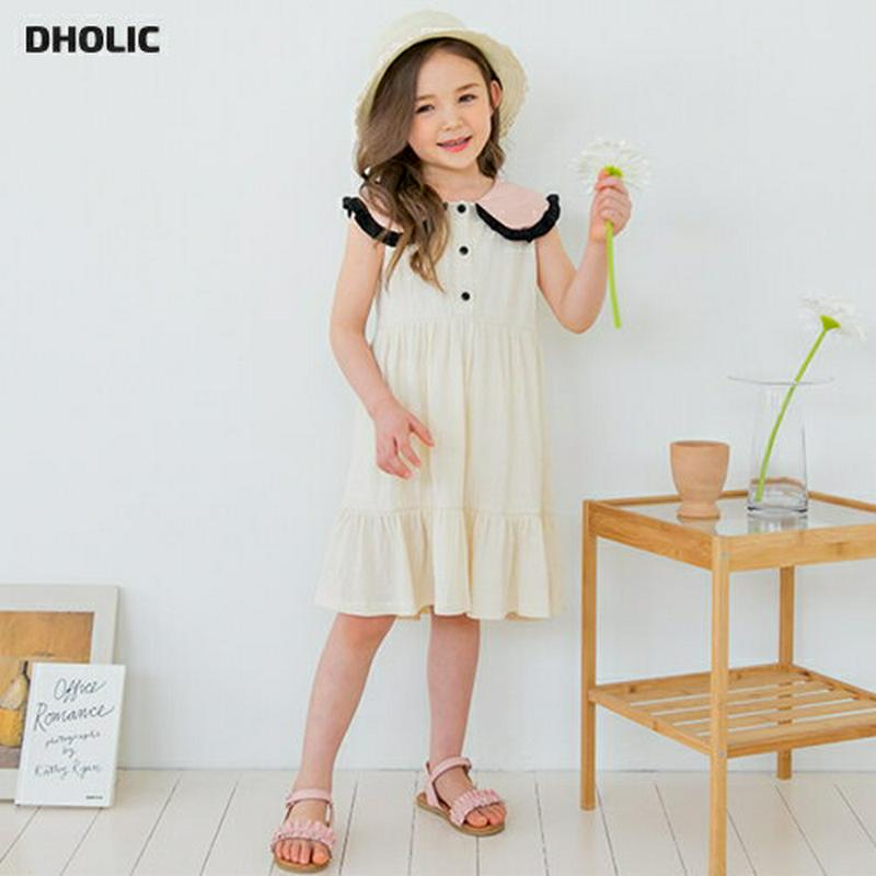 【新作10%OFF】フリルヘムカラーワンピース(アイボリー)・p003571 キッズ【3~8才】【ops】【ワンピース ミディ丈