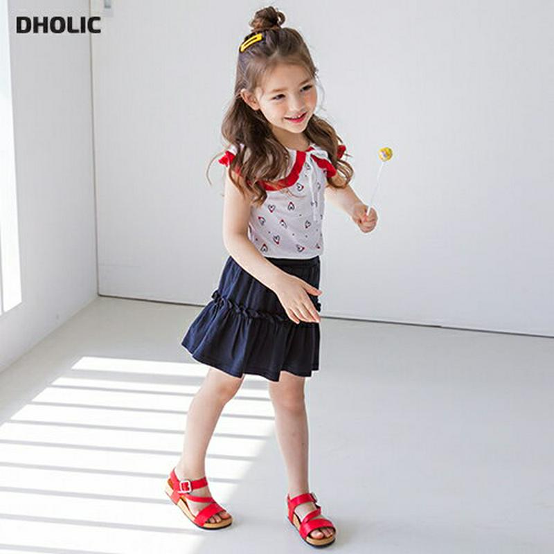 【新作10%OFF】フリルワイドカラーTシャツ&スカパンSET・p003690 キッズ【3~8才】【set】【セット set ト