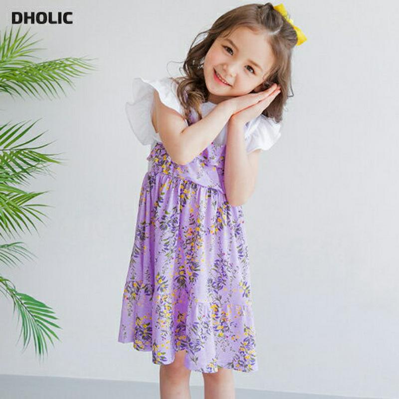 【新作10%OFF】フレアスリーブドッキングワンピース(パープル)・p003440 キッズ【3~8才】【ops】【ワンピース ミ