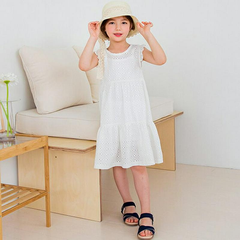 【新作10%OFF】パンチングワンピース(ホワイト)・p003471 キッズ【3~8才】【ops】【ワンピース ミディ丈 ミディ