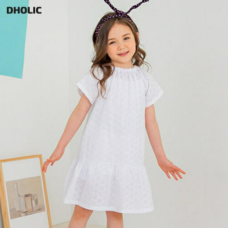 【新作10%OFF】サークルパンチングワンピース(ホワイト)・p003561 キッズ【3~8才】【ops】【ワンピース ミディ丈