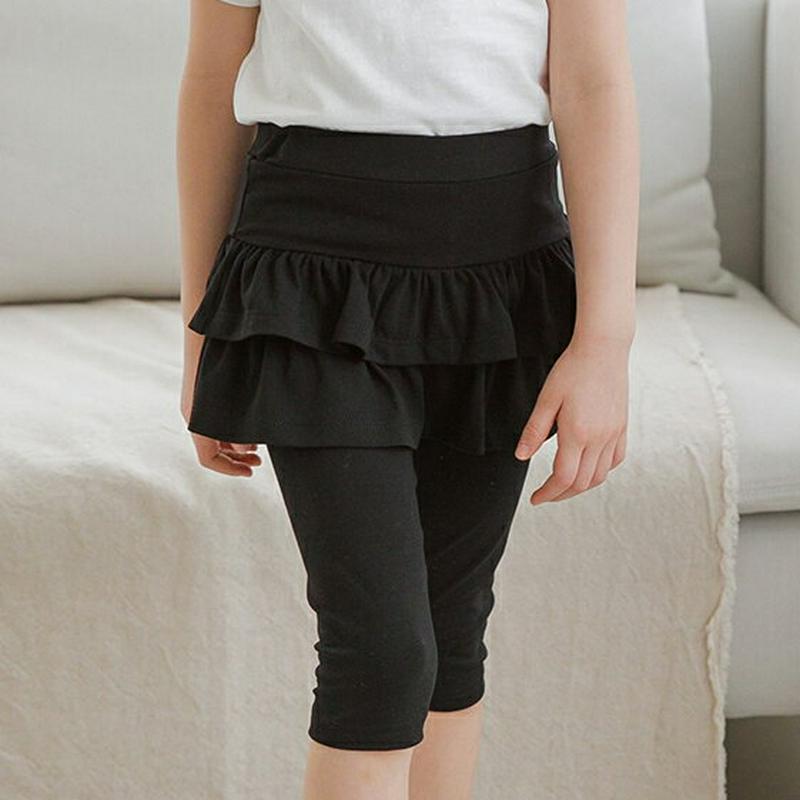 【新作10%OFF】ダブルフリルスカートレギンス(ブラック)・p003663 キッズ【3~8才】【pt】【スカートレギンス スカ