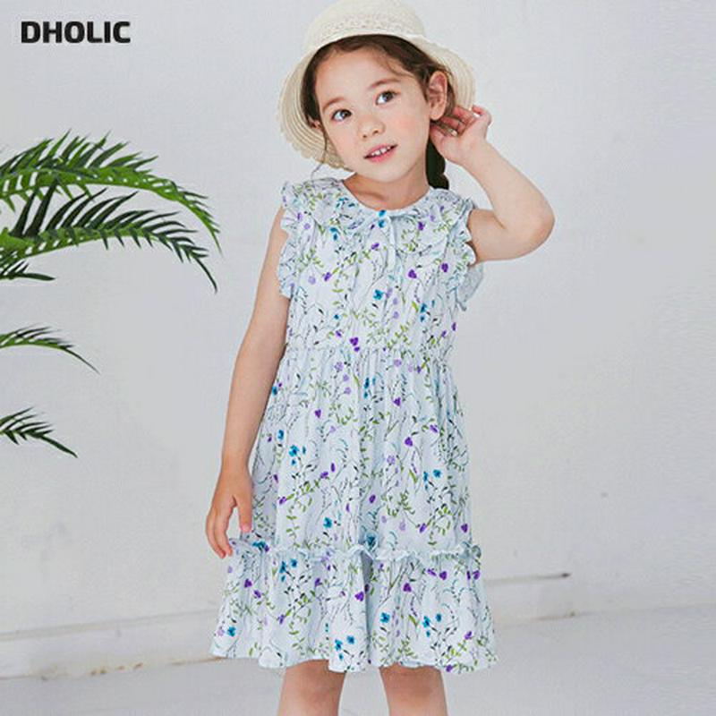 【新作10%OFF】花柄フリルラインワンピース(ミント)・p003448 キッズ【3~8才】【ops】【ワンピース ミディ丈 ミ