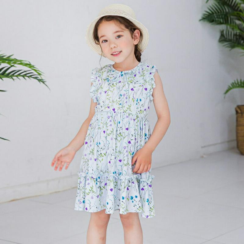 【新作10%OFF】花柄フリルラインワンピース(ミント)・p003448 キッズ【3~8才】【ops】【ワンピース ミディ丈 ミ