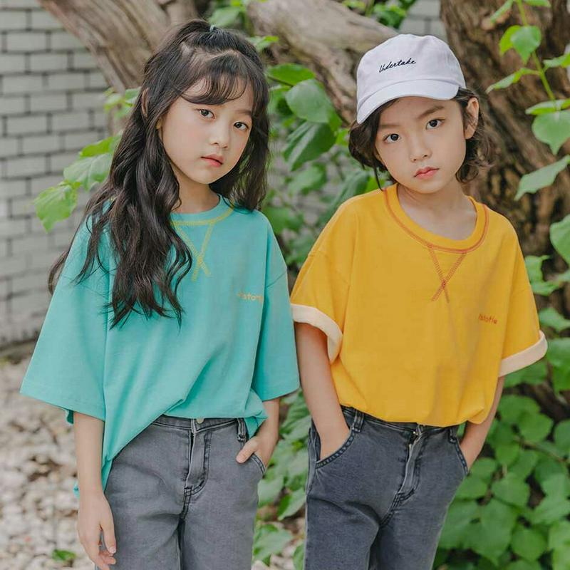 【新作10%OFF】アウトステッチTシャツ・u03734 キッズ【3~8才】【tops】【トップス Tシャツ 半袖 ハーフスリー