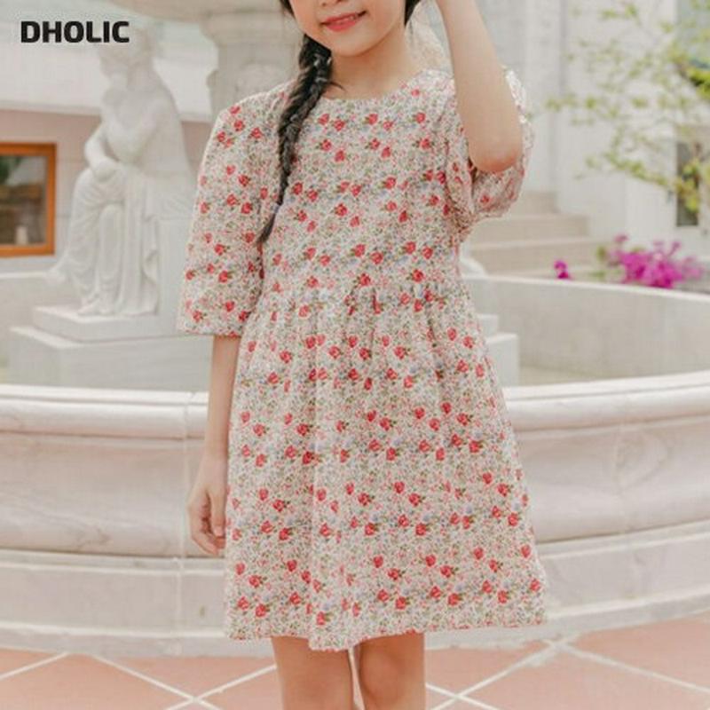 【新作10%OFF】ウエストリボンパターンワンピース u03755・キッズ 【3~8才】【ops】【韓国 ファッション ワンピー