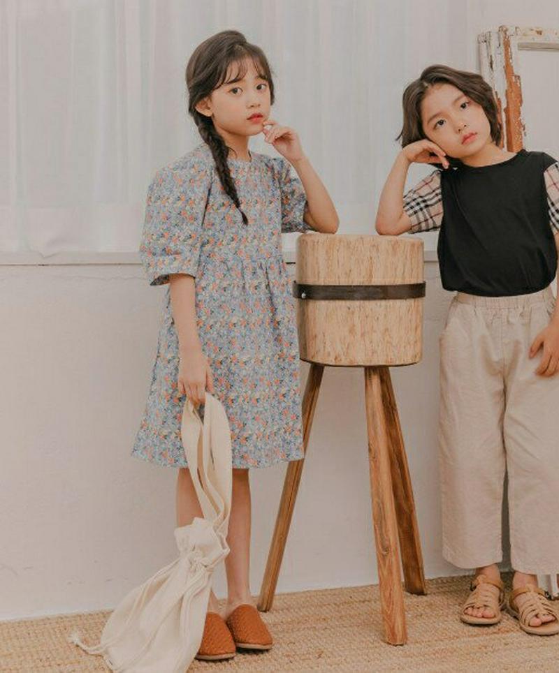 【新作10%OFF】ウエストリボンパターンワンピース u03755・キッズ 【3~8才】【ops】【韓国 ファッション ワンピー
