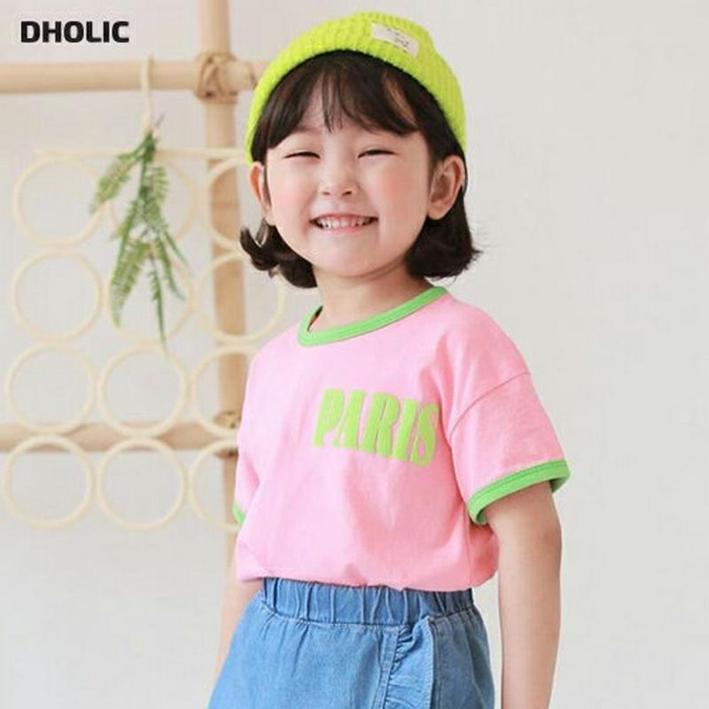 【新作10%OFF】Paris配色Tシャツ u03657・キッズ 【3~8才】【tops】【韓国 ファッション トップス Tシャ
