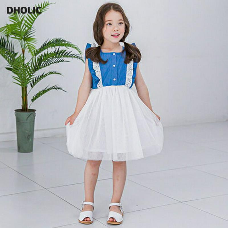 【新作10%OFF】フリルレース切替ワンピース(ブルー)・p003468 キッズ【3~8才】【ops】【ワンピース ミディ丈 ミ