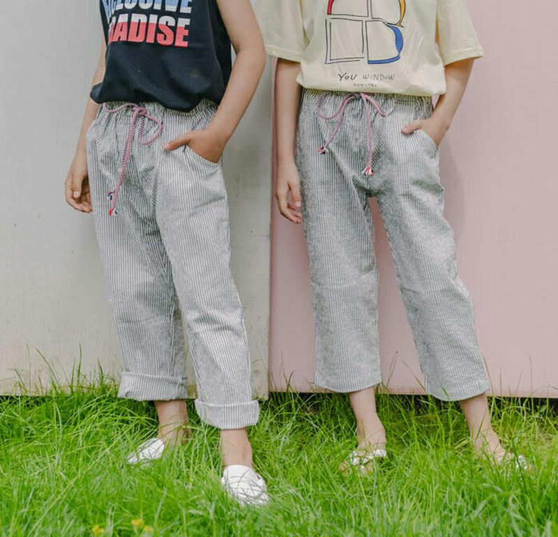 【新作10%OFF】ストライプテーパードパンツ u03769・キッズ 【3~8才】【pt】【韓国 ファッション ボトムス パンツ