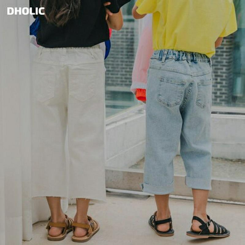 【新作10%OFF】クロップドホワイトカラーパンツ u03741・キッズ 【3~8才】【pt】【韓国 ファッション ボトムス パ