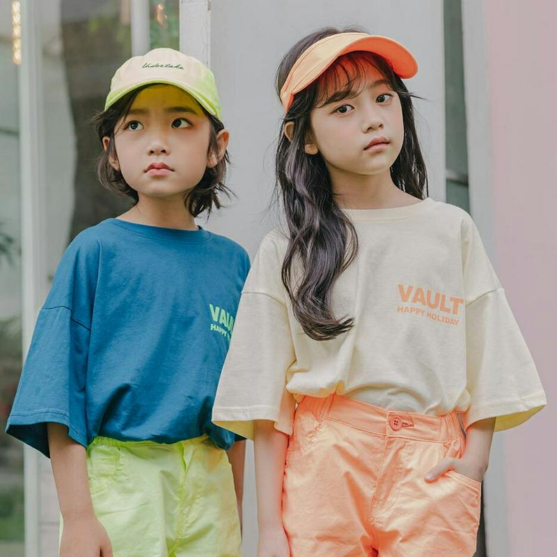 【新作10%OFF】VaultレタリングTシャツ u03739・キッズ 【3~8才】【tops】【韓国 ファッション トップス 