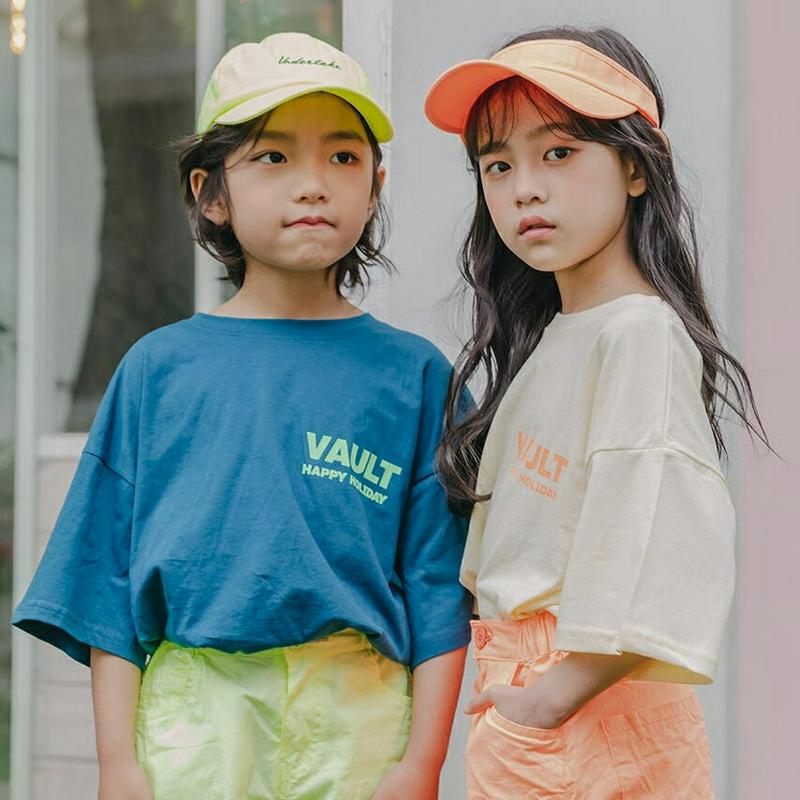 【新作10%OFF】VaultレタリングTシャツ u03739・キッズ 【3~8才】【tops】【韓国 ファッション トップス 