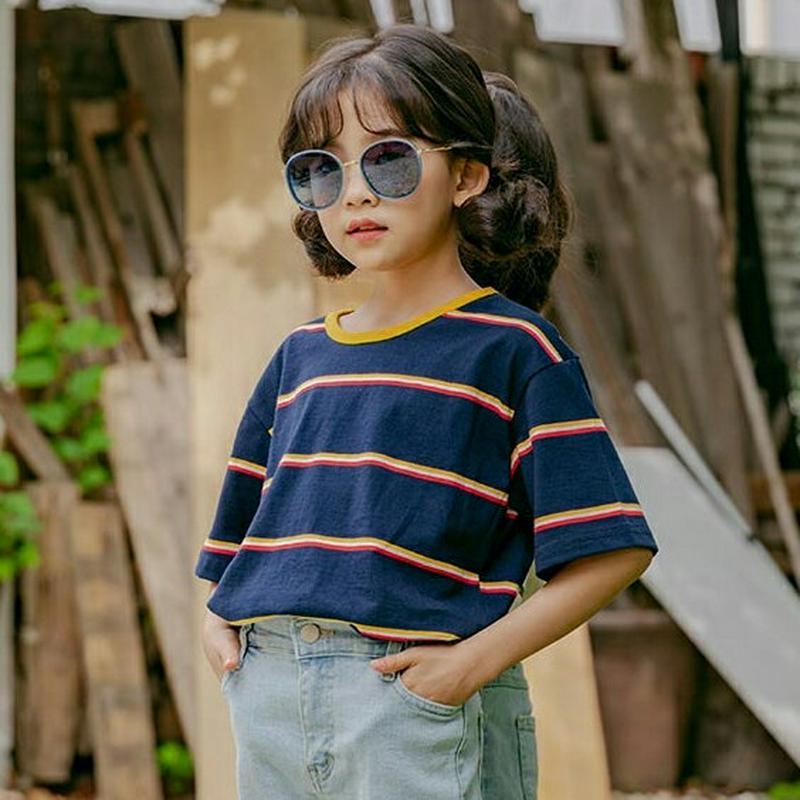 【新作10%OFF】配色ボーダーTシャツ・u03762 キッズ【3~8才】【tops】【トップス Tシャツ 半袖 ハーフスリーブ