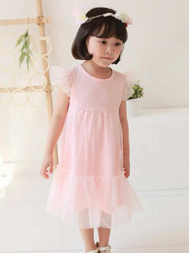 【新作10%OFF】チュールポイントワンピース u03620・キッズ 【3~8才】【ops】【韓国 ファッション ワンピース ロ