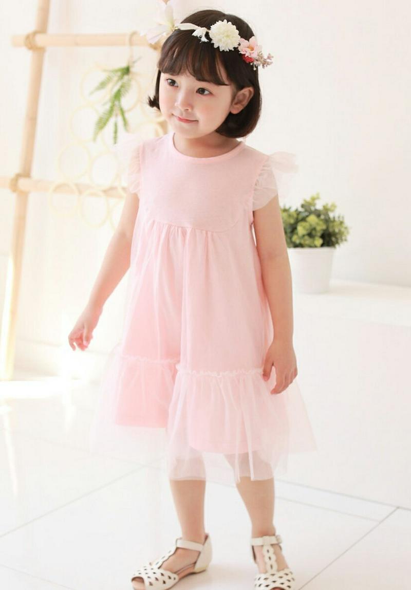 【新作10%OFF】チュールポイントワンピース u03620・キッズ 【3~8才】【ops】【韓国 ファッション ワンピース ロ