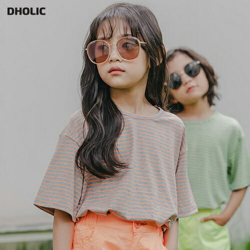 【新作10%OFF】ネオンボーダーTシャツ・u03760 キッズ【3~8才】【tops】【トップス Tシャツ 半袖 ハーフスリー