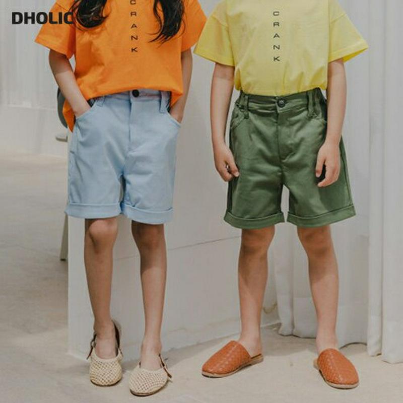 【新作10%OFF】ロールヘムショートパンツ u03747・キッズ 【3~8才】【pt】【韓国 ファッション ボトムス パンツ 